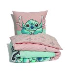Parure de lit 140x200cm stitch bleu clair 100% coton avec housse de couette + 1 taie d'oreiller 65x65cm ...