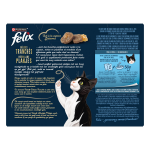 Pte pour chat adulte en gele saumon thon cabillaud carrelet dlices tranchs felix - les 12 sachets ...