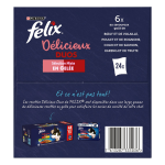 Pte pour chat adulte en gele viande poisson dlicieux duos felix - les 24 sachets de 85g