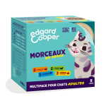Pte pour chat adulte en morceaux sauce poulet agneau saumon dinde sans sucres ajouts edgar & cooper ...