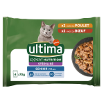 P�t�e pour chat adulte st�rilis� poulet boeuf ultima - les 4 sachets de 70g