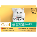 Pte pour chat adulte viande lgume timbale gold gourmet - le 12 botes de 85g