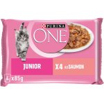 Pte pour chat junior en sauce saumon purina one - les 4 sachets de 85g