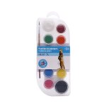 Peinture  l'eau - avec 1 pinceau n12 - couleurs assorties carrefour - la bote de 12 pastilles + 1 ...