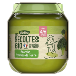 Plat bb ds 4  6 mois brocolis potimarron petits pois les rcoltes bio bledina - les 3 pots de 130g ...