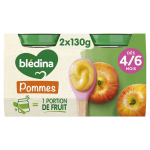 Compotes bébé dès 4 - 6 mois pommes bledina - les 2 pots de 130g Compotes bébé dès 4 - 6 mois pommes bledina - les 2 pots de 130g