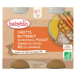Plat bb ds 6 mois carotte courge poulet babybio babybio - les 2 pots de 200 g