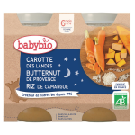 Plat bb ds 6 mois carotte potimarron riz bio babybio - les 2 pots de 200 g