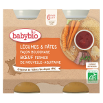 Plat bb ds 6 mois lgumes ptes bolo babybio babybio - les 2 pots de 200 g