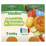 Plat b�b� d�s 6 mois mousseline de ratatouille bledina - les 2 pots de 200g
