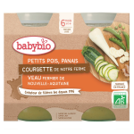 Plat bb ds 6 mois petits pois panais veau babybio - les 2 pots de 200 g