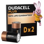 Piles alcaline lr20 - d 1, 5v plus duracell - le lot de 2 piles