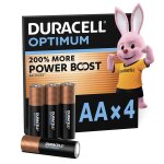 Piles alcaline lr6 - aa 1, 5v optimum duracell - le lot de 4 piles