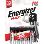 Piles alcaline lr03 - aaa 1, 5v max energizer - le pack de 6