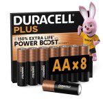 Pile alcaline plus powerboost aa / lr06 - le lot de 8 duracell - le lot de 8
