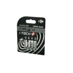 Piles alcaline lr03 - aaa 1, 5v i - tech carrefour - le lot de 4 piles