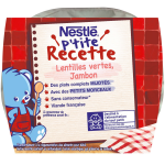 Plat bb ds 12 mois lentilles vertes jambon p'tite recette nestle - 2 bols de 200 g