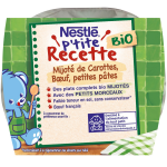 Plat bb ds 12 mois mijot de carottes boeuf petites pates p'tite recette bio nestle - boite de 380g ...