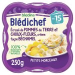 Plat bb du soir ds 15 mois cras de pommes de terre et choux - fleurs bchamel bldichef bledina ...