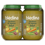 Plat b�b� d�s 6 mois jardini�re de l�gumes b?uf, l�gumes pommes de terre lieu et tomates riz poulet bledina ...