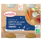 Plat bb du soir ds 8 mois carotte tomate ptes menu du jour babybio - les 2 pots de 200 g