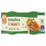 Plat b�b� d�s 8 mois moulin� de carottes riz jambon bledina - les 2 bols de 200g