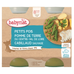 Plat bb ds 8 mois petits pois cabillaud babybio - les 2 pots de 200 g