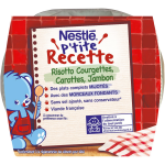 Plat bébé dés 8 mois risotto courgettes carottes jambon p'tite recette nestle - 2 plats de 200g Plat bébé dés 8 mois risotto courgettes carottes jambon p'tite recette nestle - 2 plats de 200g
