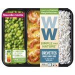 Plat cuisin crevettes sauce curry coco riz basmati et petits pois ww - la barquette de 300g