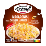Plat cuisin gratin macaronis sauce cheddar et jambon cuisine oceane - la barquette de 300g