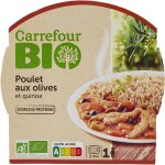 Plat cuisin� poulet quinoa bio carrefour bio - la barquette de 300g