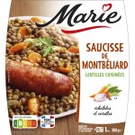 Plat cuisiné saucisse montbéliard / lentilles marie - la barquette de 300 g Plat cuisiné saucisse montbéliard / lentilles marie - la barquette de 300 g