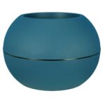 Pot de fleurs granit boule en plastique d40cm bleu riviera - le pot de fleurs
