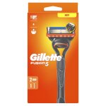 Rasoir fusion 5 pour homme 3 lames gillette - le paquet avec 1 manche + 2 recharges de lames