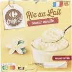 Riz au lait saveur vanille carrefour original - les 8 pots de 115g Riz au lait saveur vanille carrefour original - les 8 pots de 115g