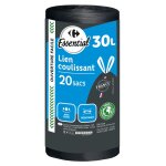 Sac poubelle À lien coulissant 30l essential - les 20 sacs Sac poubelle À lien coulissant 30l essential - les 20 sacs