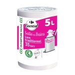 Sac poubelle  lien traditionnel, spcial salle de bains 5l essential - les 35 sacs