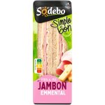 Sandwichs club pain complet jambon emmental sodebo - 2 clubs triangles - 145 g