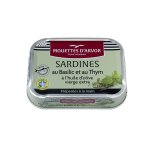 Sardines  l'huile d'olive basilic et thym les mouettes d'arvor - la bote de 115g