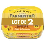 Sardines  l'huile de tournesol parmentier - les 2 boites de 135g