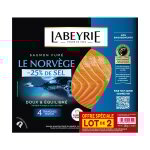 Saumon fum le norvge rduit en sel labeyrie - les 2 barquettes de 4 tranches - 260g