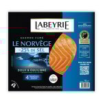 Saumon fum le norvge rduit en sel labeyrie - la barquette de 4 tranches - 130g