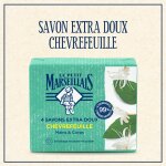 Savon solide de marseille chvrefeuille le petit marseillais - les 4 savons de 100g