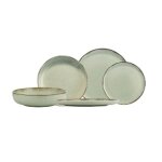 Service  vaisselle vert d'eau 12 pices en grs carrefour home - les 12 pices