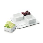Set ap�ro carr� 5 pi�ces 4 coupelles sur plat 20x20x3, 5 cm porcelaine - le set