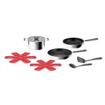 Batterie de cuisine 8 pièces empilables acier inoxydable revêtement anti - adhésif tous feux dont induction ... Batterie de cuisine 8 pièces empilables acier inoxydable revêtement anti - adhésif tous feux dont induction ...