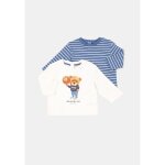 T - shirt bb blanc cass / bleu manches longues 6 mois tex baby - le lot de 2 t - shirts
