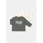 T - shirt bb vert / blanc manches longues 12 mois tex baby - le lot de 2 t - shirts