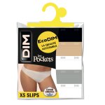 Slip femme noir nude blanc et gris coton t36 / 38 dim - le lot de 5 slips