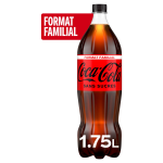 Soda au cola zro sucres coca - cola - la bouteille d'1, 75l